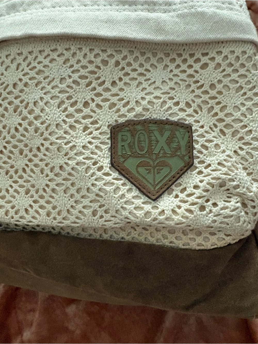 Roxy Cream Crochet Front Backpack with Tan Suede Base - Picture 4 of 9